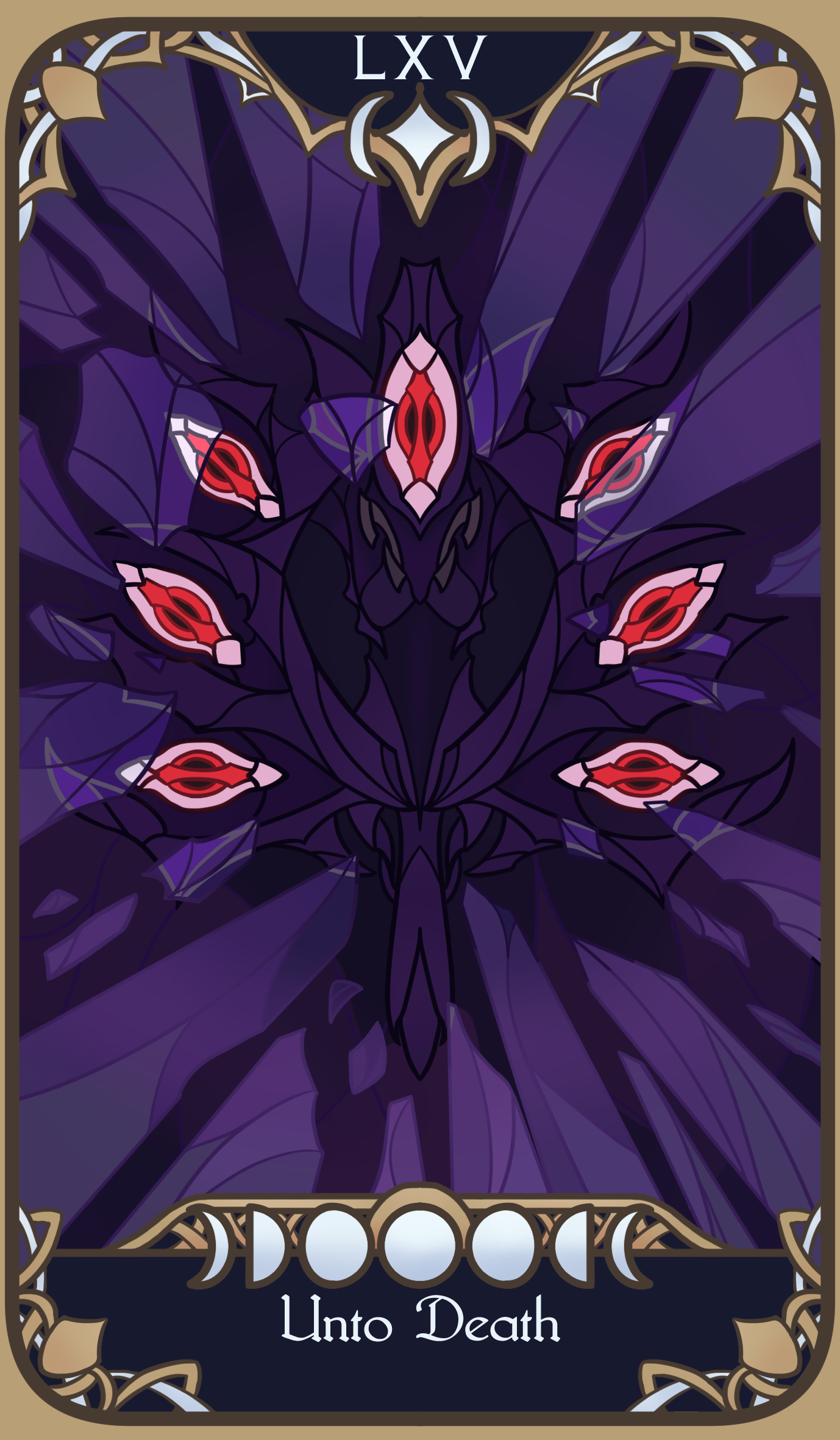 A tarot-inspired card for my homebrew D&D campaign, representing 'Unto Death', not a deity but a concept.